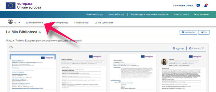 Europass CV modifica biblioteca